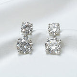 Earrings with 5.6/10CT D Color Round Moissanite 925 Silver Plated White Yellow Gold Ear Stud for Women Fashion Daily Jewely Gift