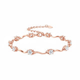 Moissanite Curve Wave Bracelet Adjustable Chain Chic Women’s Jewelry Subtle Sparkle Minimal Design Everyday Wear