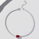 White Gold Emerald Cut Bracelet with Lab Grown Emerald Ruby Sapphire Cultured Gemstone Tennis Bracelet Fine Jewelry Gift