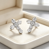Men's Hip Hop Cross Earrings 925 Sterling Silver Low Allergy VVS1 GRA Certified Moissanite Iced Out Stud Earrings Luxury Ear Jewelry for Men Women Gift Ready Daily Wearable