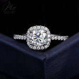 Square Shape with Round Cut Moissanite Halo Half-Eternity Ring Women Only Gifts For Festivals And Anniversaries