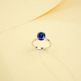 Egg-shaped Ring with Lab Grown Ruby Sapphire Zambian Padparadscha 925 Silver Circle for Engagement Christmas Party Fine Jewely