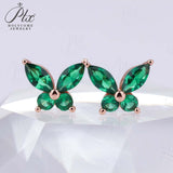 925 Sterling Silver Moissanite Lab Grown Gemstone Marquise Round Butterfly Stud Earrings Banquet Gift