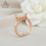 Radiant Cut Ring with 3CT D Color Moissanite Diamond 10k 14k 18K Gold Plated 925 Silver for Women Engagement Wedding Jewely