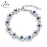 Round Cut Bracelet Floral White Gold Lab Grown Columbia Emerald Ruby Sapphire Fine Jewelry Gift for Her Birthday Valentines