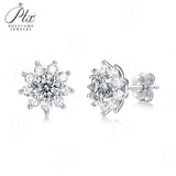 【 Daisy 】SunFlower 1CT Round Cut Moissanite S925 Sterling Silver Daily Stud Earrings