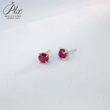 Round Colored Gemstones Earrings with Ruby Sapphire Colombia Padparadscha Paraiba S925 Four-claw Six-claw Design Fishion Gift