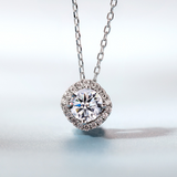 Moissanite Square-shaped Necklace Pendant Multicolor S925 Sterling Silver Gemstone Jewelry Women Wedding Anniversary Gift Party