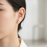 Double Clover Earrings with4CT D Color Marquise Cut Moissanite 925 Silver Plated White Yellow Gold Ear Stud Fashion Daily Jewely