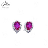 Lab Grown Gemstone Earrings Round/Heart/Heart/Pear Cuts Ruby/Sapphire 925 Silver Hypoallergenic Factory Direct Sales