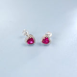 Lab Grown Gemstone Earrings Round/Heart/Heart/Pear Cuts Ruby/Sapphire 925 Silver Hypoallergenic Factory Direct Sales
