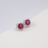 Lab Grown Gemstone Earrings Round/Heart/Heart/Pear Cuts Ruby/Sapphire 925 Silver Hypoallergenic Factory Direct Sales