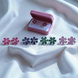 Customize Earring 4.3-6.3CT Ruby/Sapphire/Colombia/Padparadscha S925 Six Petals Pear Earrings for Women Girls Romantic Gift