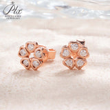 925 Sterling Silver with Hearts and Arrows Cut  Moissanite Small flower Earrings Lab-Grown Moissanite Gift-Giving