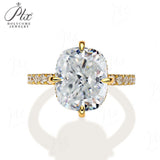 Customized Ring 925 Sterling Silver Moissanite Two-Tone Diamond Tiara Ring With GRA VVS1 E-Cushion 10K 14K 18K Gold Plated Ring