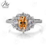 Flower Oval Cut Moissanite Half-Eternity Ring Women Only Gifts For Festivals And Anniversaries
