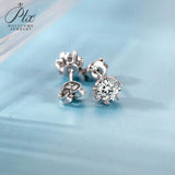 Snowflake - 925 Sterling Silver 1CT Round Moissanite Stud Earrings Women Only Gifts For Festivals And Anniversaries