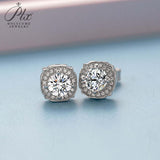 Floral Round Moissanite Halo Stud Earrings Women Only Gifts For Festivals And Anniversaries
