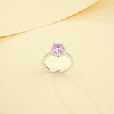 Gemstones Ring Round Shape Lab Grown Sapphire Padparadscha 925 Silver Proposal Wedding Band Hypoallergenic Anniversary Gift