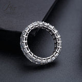 High Quality 4 Prong Emerald Cut DEF VS Lab Diamond Eternity Band 925 Sterling Silver Ring Proposal Ring