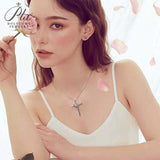 Moissanite Necklace 1CT 6.5mm Heart-Cross Pendant 925 Sterling Silver Women Wedding/Anniversary Special Gift Fine Jewelry Charms