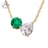 Round 6.5mm Pear 7×9mm Moissanite Diamond Necklace 3EX Hearts and Arrows  VVS1 D Color Ruby Sapphire  Columbia Emerald  Fancy Color Moissanite  Gift