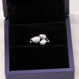 Total 2CT Moissanite Custom Ring Three-Pear Cut D/VVS1 Clarity S925 Silver Sparkling Exquisite Engagement Christmas Gift