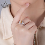 Flower Oval Cut Moissanite Half-Eternity Ring Women Only Gifts For Festivals And Anniversaries