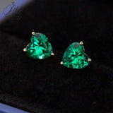 Heart Shaped Stud Earrings Lab Grown Gemstones Ruby Sapphire Emerald S925 Sterling Silver GRA Certificate Charms Birthday Gift