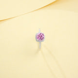 Gemstones Ring Round Shape Lab Grown Sapphire Padparadscha 925 Silver Proposal Wedding Band Hypoallergenic Anniversary Gift