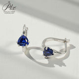 Chubby Triangle Colored Gemstone Earrings with 1.6-2CT Ruby Sapphire Colombia for Women's Gentle Fashionable Jewerly Ear Studs