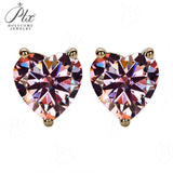 Heart Shaped Stud Earrings Lab Grown Gemstones Ruby Sapphire Emerald S925 Sterling Silver GRA Certificate Charms Birthday Gift