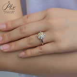 Floral Princess Square Cut Champagne Moissanite Ring Women Only Gifts For Festivals And Anniversaries
