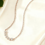 Seven-Round Bezel-Set Necklace with D Color Round Moissanite S925 Plated White Yellow Rose Gold Chain Engagement Chrisrmas Daily