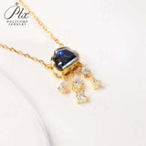 Light Luxury Design Blue Cloud Pendant Elegant Niche Collarbone Chain S925 / 10K / 14K / 18K Stylish & Sweet Necklace Women Exclusive Christmas Gift Allergy Resistant