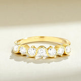 Diamond Eternity Ring with 0.7CT D Color Round Moissanite 10k 14k 18K Gold Plated 925 Silver for Women Wedding Engagement Jewely