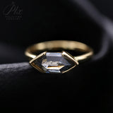 Engagement Ring Salt and Pepper Moissanite Diamond Pear Cut 925 Sterling Silver Plated with 18k Gold Wedding Jewelry Vintage