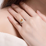 Cushion Cut Champagne Moissanite 2CT Adjustable Double Halo Half Eternity Adjustble Ring