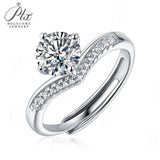 Crown Moissanite Adjustable Wishbone Half-Eternity Ring Women Only Gifts For Festivals And Anniversaries