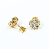 Flower-Shaped Earring Jewelry with Moissanite/Sapphire/Ruby 925 Sterling Silver Plated Screwback Earrings for Women