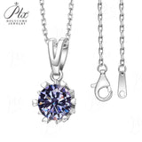 Moissanite Necklace Snowflake Pendant Multicolor Round Cut 925 Sterling Silver 1ct  For Women Wedding Bridal Fine Jewelry Charms