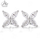 925 Sterling Silver with Hearts and Arrows Cut D Color VVS1  Moissanite Marquise Earrings  GRA Certificate Daily Wear