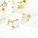 Earrings 1/3/6CT D Color Asscher Cut Moissanite 10k 14k 18k 925 Silver Plated Gold Ear Stud for Woman Engagement Daily Jewely