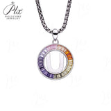Zircon 925 Sterling Silver Rainbow Coloured Alphabet Necklace Commuting Daily Wear