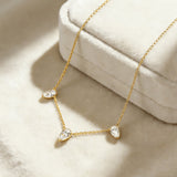 Tri-Pear Necklace with 3CT D Color Pear-shaped Moissanite S925 Plated White Yellow Rose Gold Chain Engagement Chrisrmas Daily