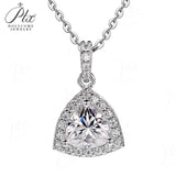 Trillion Cut 1/2CT 925 Sterling Silver Halo Moissanite Pendant Necklace Women Only Gifts For Festivals And Anniversaries