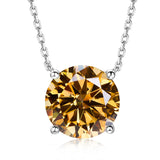 Necklace Moissanite 4-Prongs Pendant Multicolor Round 6.5mm Multicolor Gemstone Jewelry Women Birthday Engagement Gift Charms