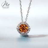 Moissanite Square-shaped Necklace Pendant Multicolor S925 Sterling Silver Gemstone Jewelry Women Wedding Anniversary Gift Party