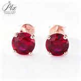 S925 Silver Lab Ruby Emerald Screw Earring 5.0mm Lab-Grown Gemstone Round Stone Fine Jewelry Gift Jewelry For Women Ear Jewel