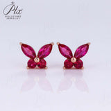 925 Sterling Silver Moissanite Lab Grown Gemstone Marquise Round Butterfly Stud Earrings Banquet Gift